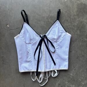 Y2K Grommet Eyelet Bowknot Front Corset Bustier Shapewear Crop Cami Top